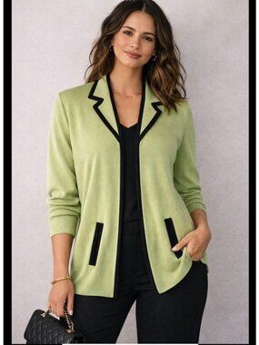 Misook light green open front jacket